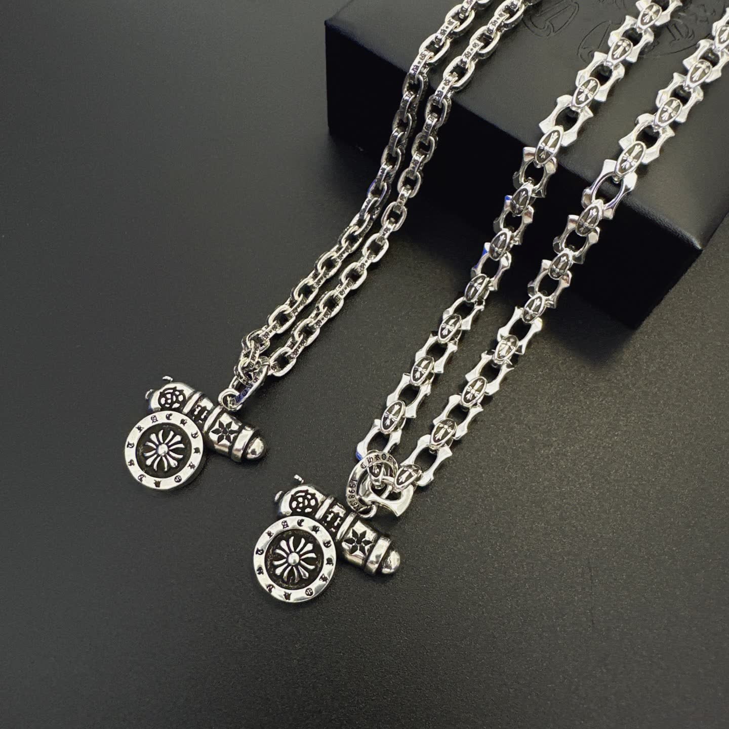 Chrome Hearts Silver Chain with Cannon Pendant